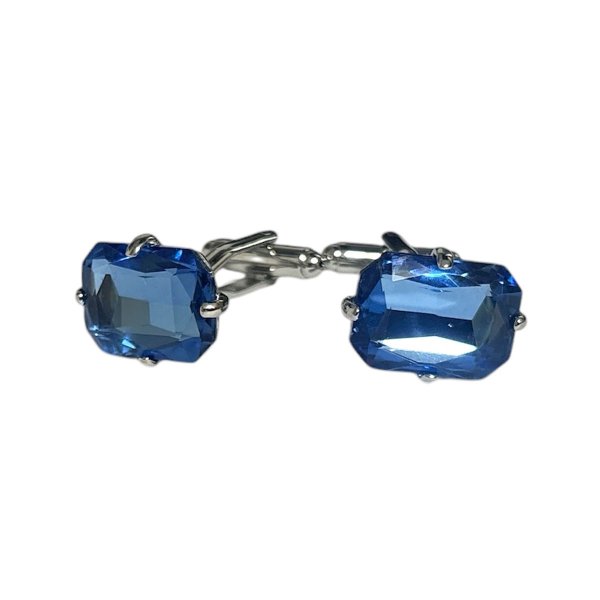 画像1: レクタングルブルークリスタルカフスボタン（カフリンクス） (1)