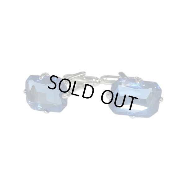 画像1: レクタングルブルークリスタルカフスボタン（カフリンクス） (1)