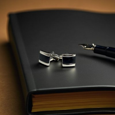 画像2: フラットブラックキャッツアイカフスボタン（カフリンクス）