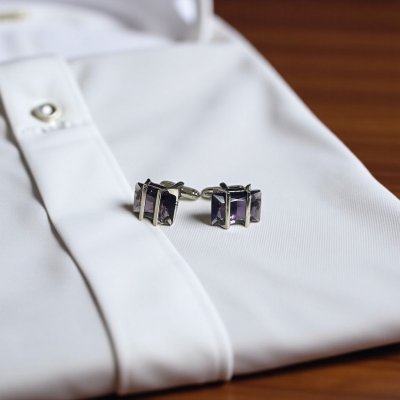 画像2: レクタングルバイオレットカフスボタン（カフリンクス）