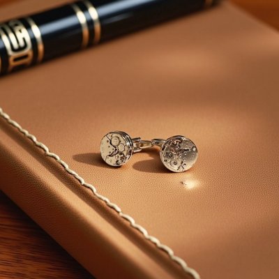 画像3: ピンクゴールドラウンドウォッチムーブメントカフスボタン（カフリンクス）