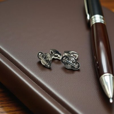 画像2: ラウンドツインギアカフスボタン（カフリンクス）