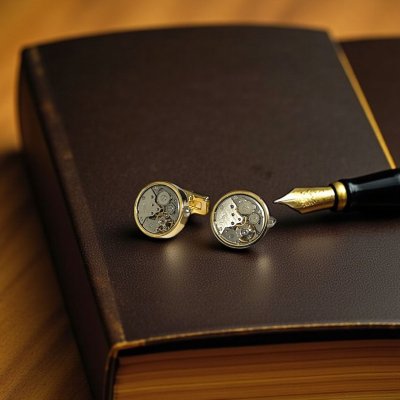 画像3: ゴールドウォッチムーブメントカフスボタン