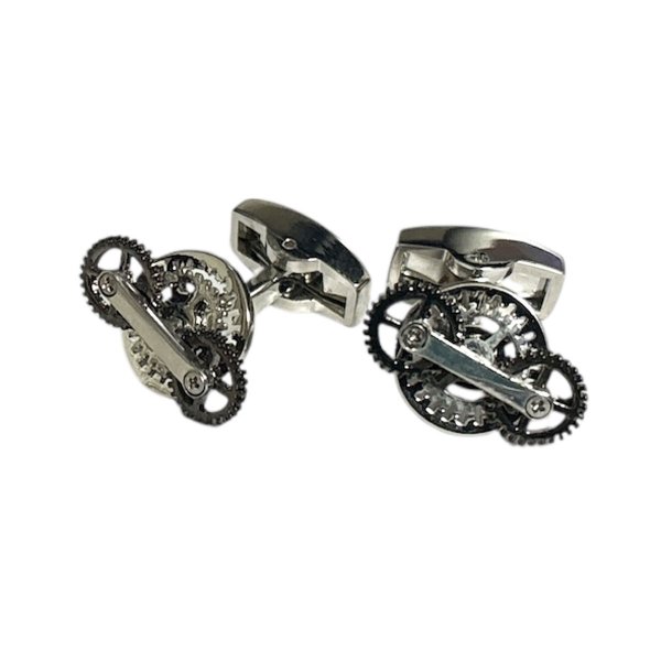 画像1: ラウンドツインギアカフスボタン（カフリンクス） (1)