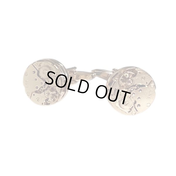 画像1: ピンクゴールドラウンドウォッチムーブメントカフスボタン（カフリンクス） (1)