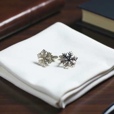 画像2: 雪の結晶モチーフカフスボタン