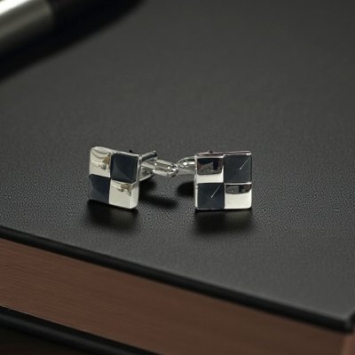 画像2: ブラックキャッツアイ ポインターカフスボタン（カフリンクス）