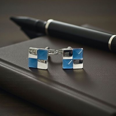 画像2: ブルーキャッツアイ ポインターカフスボタン（カフリンクス）