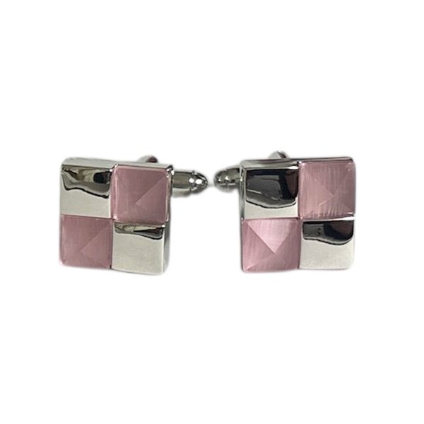画像1: ピンクキャッツアイ ポインターカフスボタン（カフリンクス） (1)