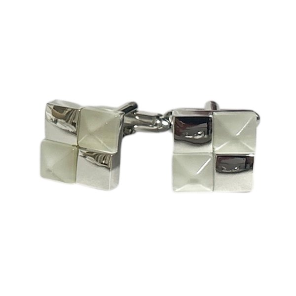 画像1: ホワイトキャッツアイ ポインターカフスボタン（カフリンクス） (1)