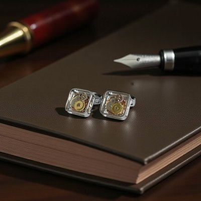 画像2: TATEOSSIAN タテオシアン ギア・シルバーカフスボタン（カフリンクス）