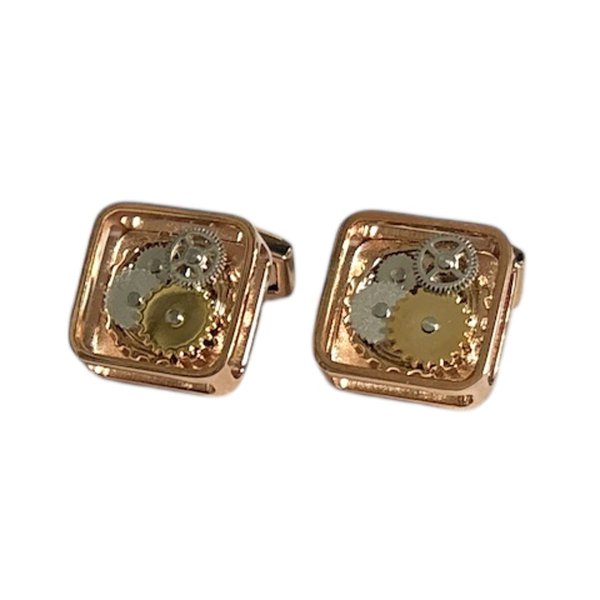 画像1: TATEOSSIAN タテオシアン ギア・ピンクゴールドカフスボタン（カフリンクス） (1)