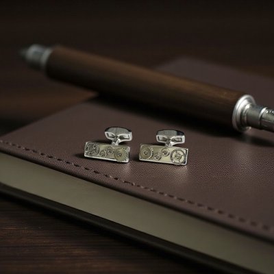 画像2: TATEOSSIAN タテオシアン レクタングルギア・シルバーカフスボタン（カフリンクス）