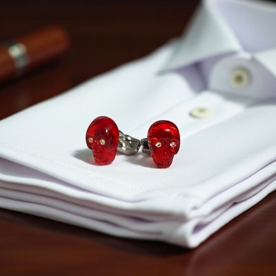 画像2: TATEOSSIAN タテオシアン レッドクリスタルスカルカフスボタン（カフリンクス）