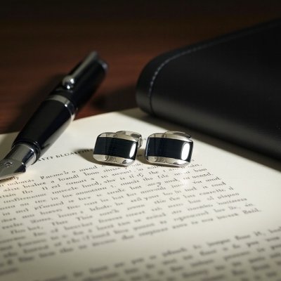 画像2: TATEOSSIAN タテオシアン ヘキサゴナル・ブラックカフスボタン（カフリンクス）