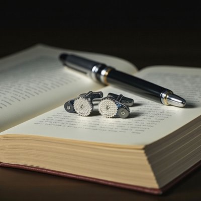 画像2: THOMPSON トンプソン ガンメタタービンホイールカフスボタン（カフリンクス）