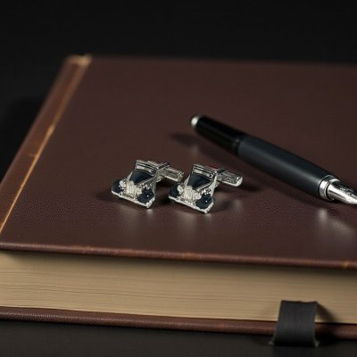 画像2: THOMPSON トンプソン ブラックビンテージカーカフスボタン（カフリンクス）