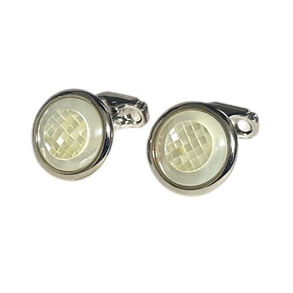 画像1: THOMPSON トンプソン MOPラウンドチェックカフスボタン（カフリンクス） (1)