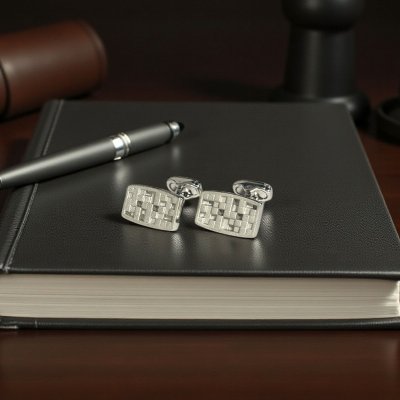 画像2: THOMPSON トンプソン シルバーキューブデザインカフスボタン・カフリンクス メンズ th074