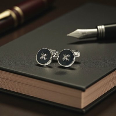 画像3: THOMPSON トンプソン ブラックステッチカフスボタン