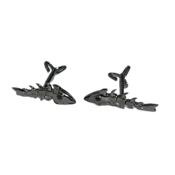 画像1: THOMPSON トンプソン ガンメタフィッシュボーンカフスボタン（カフリンクス） (1)