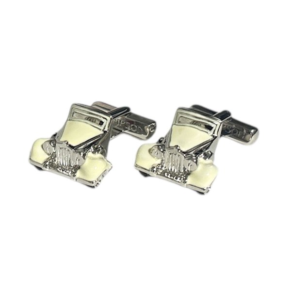 画像1: THOMPSON トンプソン ホワイトビンテージカーカフスボタン（カフリンクス） (1)