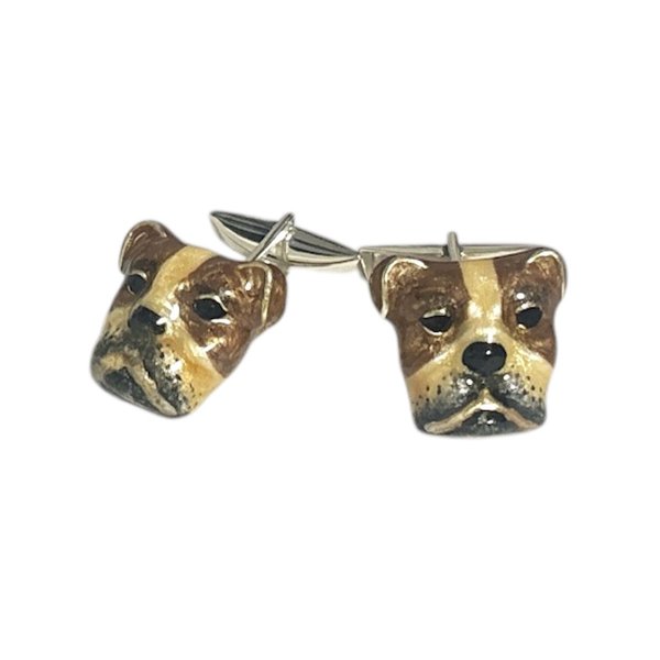 画像1: SATURNO Italy サツルノ　イタリー  ブルドック（ダークブラウン）・カフスボタン（カフリンクス） (1)