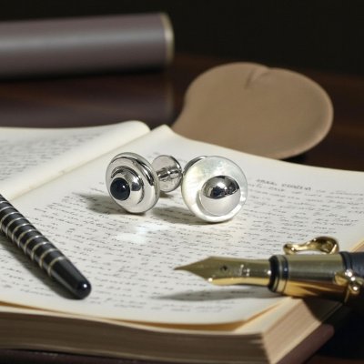 画像1: Babette Wasserman バベットワッサーマン ＭＯＰ＆スワロフスキーカフスボタン（カフリンクス）