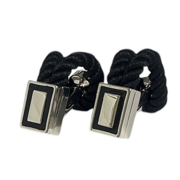 画像1: Babette Wasserman バベットワッサーマン ブラックロープカフスボタン（カフリンクス） (1)