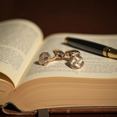 画像2: Babette Wasserman バベットワッサーマン ピンクゴールドフラットノットカフスボタン