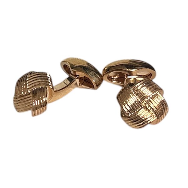 画像1: Babette Wasserman バベットワッサーマン ピンクゴールドフラットノットカフスボタン (1)