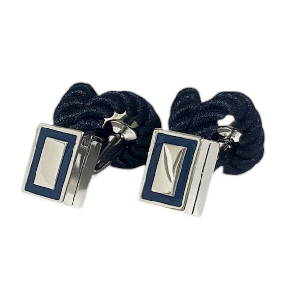 画像1: Babette Wasserman バベットワッサーマン ネイビーロープカフスボタン（カフリンクス） (1)