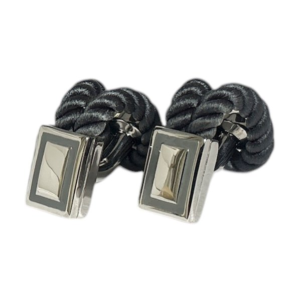 画像1: Babette Wasserman バベットワッサーマン グレーロープカフスボタン（カフリンクス） (1)