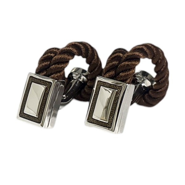 画像1: Babette Wasserman バベットワッサーマン ブラウンロープカフスボタン（カフリンクス） (1)