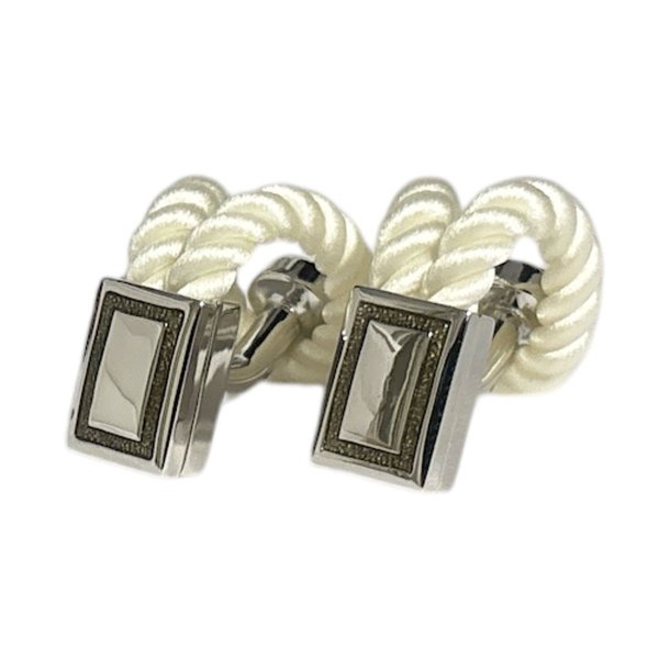 画像1: Babette Wasserman バベットワッサーマン ホワイトロープカフスボタン（カフリンクス） (1)