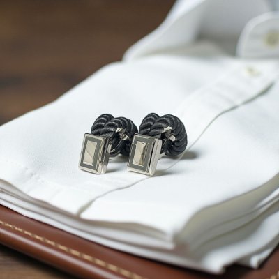 画像2: Babette Wasserman バベットワッサーマン グレーロープカフスボタン（カフリンクス）