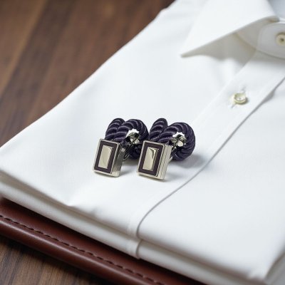 画像1: Babette Wasserman バベットワッサーマン パープルロープカフスボタン（カフリンクス）