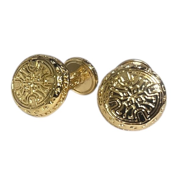 画像1: ラウンドゴールドカフスボタン（カフリンクス） (1)