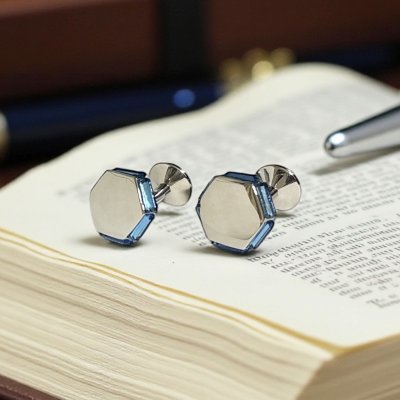 画像2: サイドブルークリスタルカフスボタン（カフリンクス）