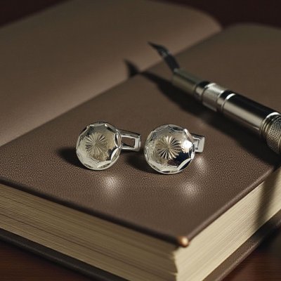 画像2: ラウンドシャイニーカットカフスボタン