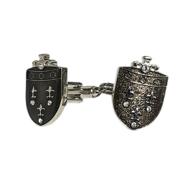 画像1: ブラックフレアーシールドカフスボタン（カフリンクス） (1)