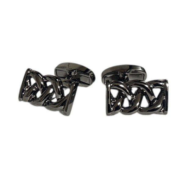 画像1: ガンメタレクタングルデザインカフスボタン（カフリンクス） (1)