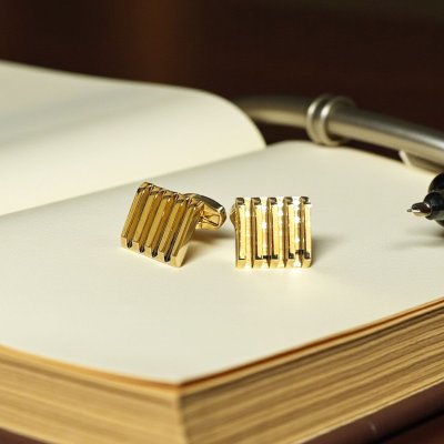 画像2: ゴールド凸凹スクエアーカフスボタン・カフリンクス