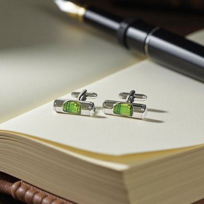 画像2: 水準器（緑）・カフスボタン（カフリンクス）