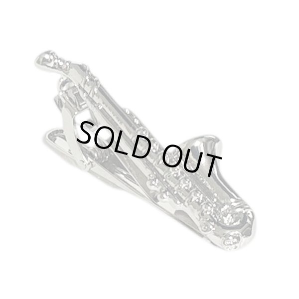 画像1: シルバーサックスフォーンネクタイピン（タイバー） (1)