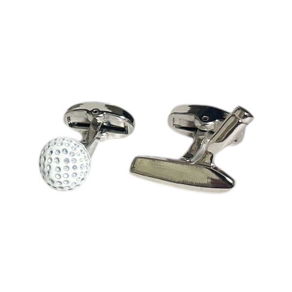 画像1: ゴルフボールとパターカフスボタン（カフリンクス） (1)