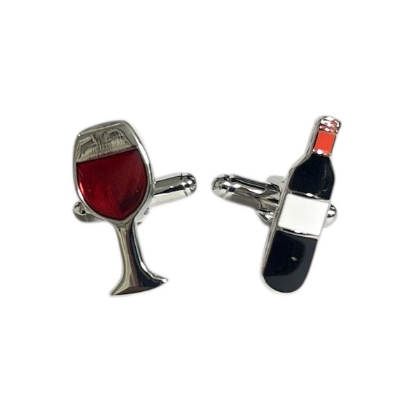 画像1: ワインボトル＆グラスカフスボタン（カフリンクス） (1)