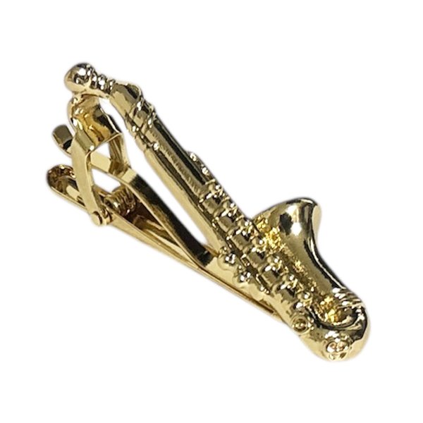 画像1: ゴールドサックスフォーンネクタイピン（タイバー） (1)