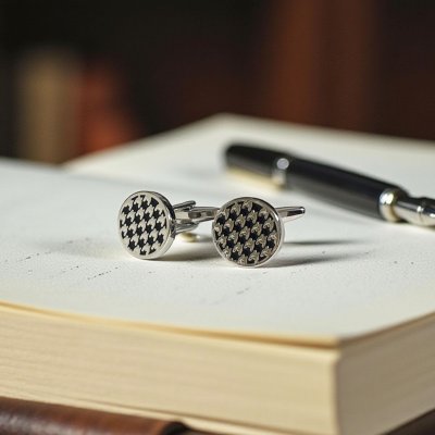 画像3: elizabeth parker エリザベスパーカー　ブラック千鳥格子模様カフスボタン