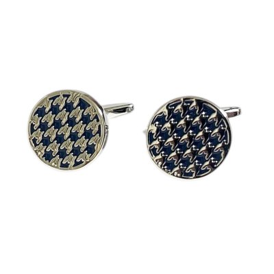 画像1: elizabeth parker エリザベスパーカー　ネイビー千鳥格子模様カフスボタン